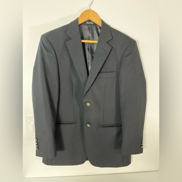 Joseph Feiss Sz 36S Classic Fit Wool Blend 2 Button Gold Blazer Sport Coat Black - Picture 1 of 11
